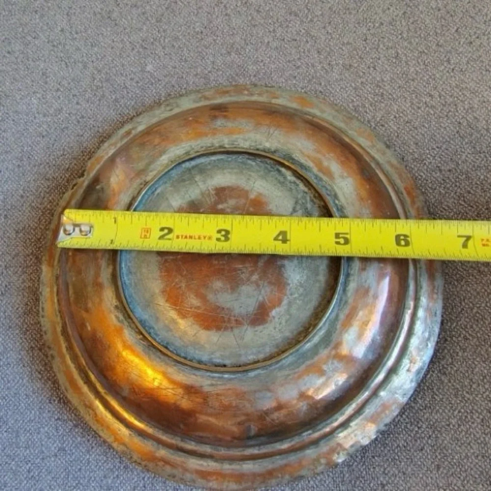 Vtg Handmade Copper Bowls (3) Patina Heavy Primitive Metal Fluted Ribbed Engrave